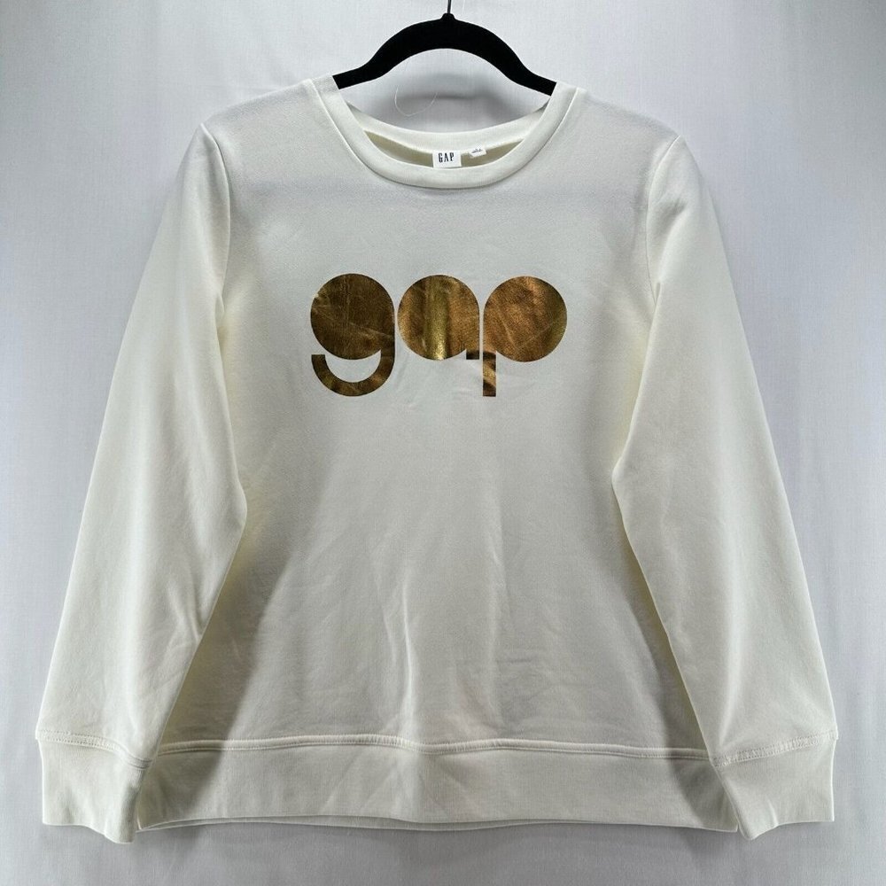 GAP Sweatshirt Womens Size S Logo Jumper Crewneck Long Sleeve Pullover Ivory
